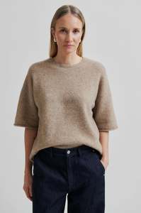 Sweaters Knitwear: Second Female Selana Knit O-Neck - Camel Melange