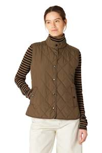 Ilse Jacobson Quilted Short Vest - Nut