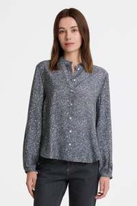 Blouses Tops: Yerse Floral Shirt Navy