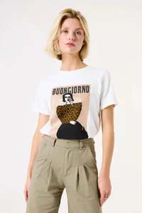 Blouses Tops: Garcia Short Sleeve Buongiorno Tee Ecru