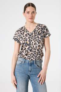 Garcia Short Sleeve Printed Tee Leopard