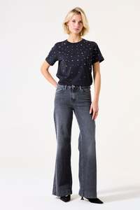 Blouses Tops: Garcia Ladies Short Sleeve Studded Tee