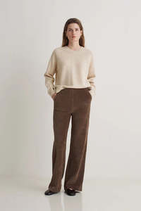 Yerse Cotton Blend Cord Pants Taupe
