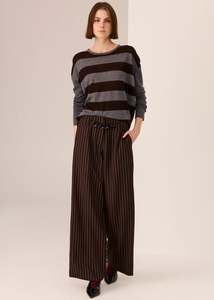 Sweaters Knitwear: POL Meira Stripe Knit - Charcoal/Chocolate