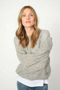 Mos Mosh Mape O Neck Knit Grey Marle