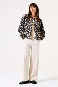 Coats Jackets: Garcia Leopard Printed Bomber Jacket