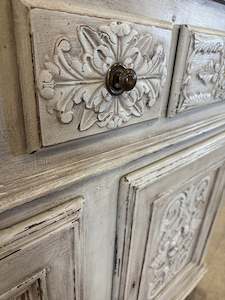 Early 19th Century Country French Louis XVI Whitewashed Oak Buffet