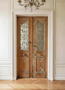 View All Available Antiques: Antique Oak Doors with Iron Scroll Work