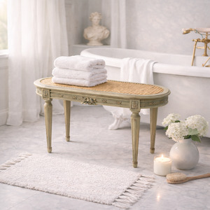 View All Available Antiques: 19th Century French Caned Bench Seat