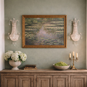 Pair of Early 20th Century Crystal Basket Wall Lights