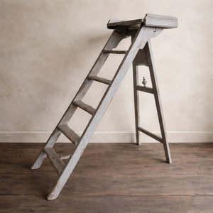 French Antique Library Ladder — Medium “B.N. Paris” Bibliothèque Nationale