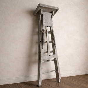 View All Available Antiques: French Antique Library Ladder — Tall, “B.N. Paris” Bibliothèque Nationale