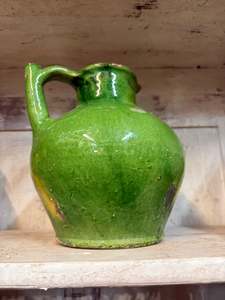 View All Available Antiques: 19th Century French Green Glazed Cruche | Antique Jug