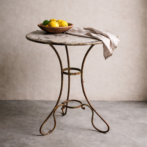 French Café Guéridon Table — Early 20th Century — Painted Iron with Original Patina