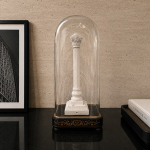 View All Available Antiques: Antique French Oval Glass Dome with Marquetry Base / 19th Century