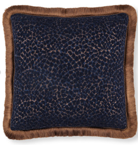 Romo x Temperley London Indigo 50 x 50 Feather Cushion Brown Trim