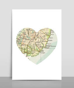 Frontpage: Southland & Otago Map Wall Sticker - Heart