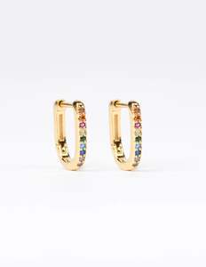 Square Hoop Crystal Earrings