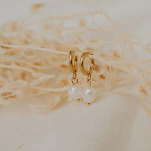 Earrings: Pearl Hoop Earrings