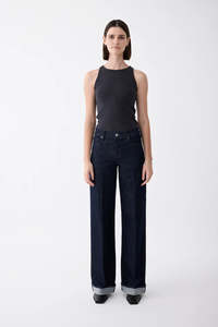 Outland Denim - Mia Cuffed Mid Wide Long Jean - Rinse