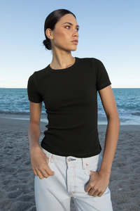 Tops: Commoners - Base Ribbed SS - Black