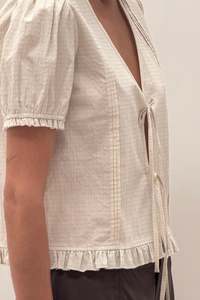 Deiji Studios - Pintuck Top - Bone Check