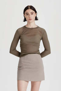 Tops: Commoners - Ultrafine LS Layer Tee - Olive