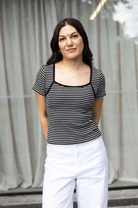 Clothing 1: Annie - Juni Stripe Tee - Black/White