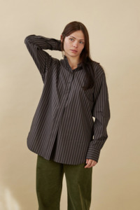 Penny Sage - Mason Shirt - Charcoal Stripe