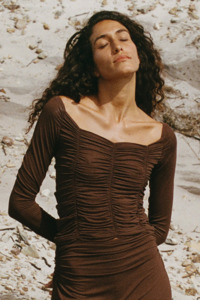 Dominique Healy: Dominique Healy - Jolene Longsleeve Tee - Chocolate