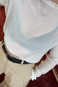 Size 10: Oosterom - Crinkle Silk Skivvy - Ivory