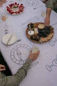 New Arrivals 1: Slow Dine - 100% Linen Embroidered Tablecloth - White Soirée