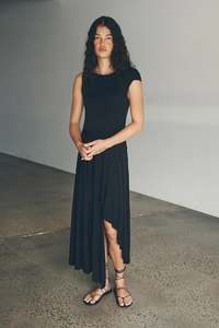 ROWIE - Lorna Drape Midi Dress - Noir