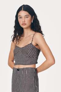 Rowie: ROWIE - Loam Bustier Crop - Brown Stripe