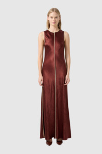 LAST ONE | Third Form - Crush Contrast Bind Maxi Tank Dress - Shiraz/Apple