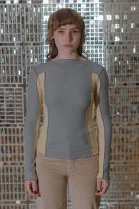 Baserange - Omato Long Sleeve Tee - Fine Organic Cotton Rib - Bow Blue/Hen Yellow