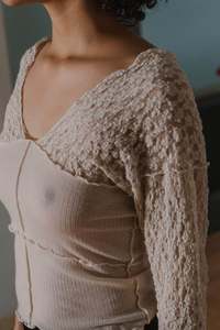 Baserange - Nehru Long Sleeve Tee - Lace & Wool - Undyed