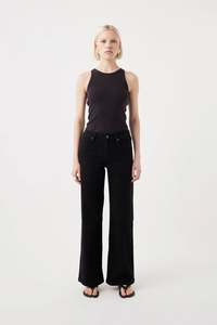 Outland Denim - Mia Mid-Rise Wide Leg Jean - Black