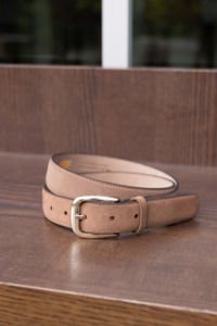 Annie: Annie - Line Leather Belt - Tan Suede