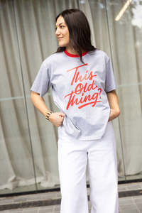 Annie: Annie - This Old Thing Tee - Grey/Red