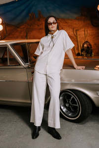 Annie: Annie - Harbor Pant - White Linen