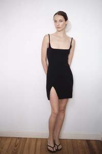 Del Villar: LAST ONE | Del Villar - Knit Mini Dress - Black