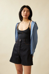 Skirts Shorts: Penny Sage - Freddie Shorts - Indigo Denim