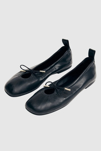Footwear: Alohas - Rosalind Leather Ballet Flats - Black