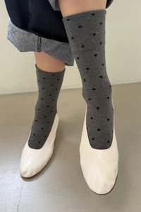 Footwear: Le Bon Shoppe - Sneaker Socks - Charcoal Polka Dot