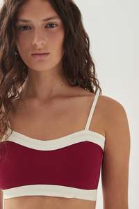 Alohas - Madeira Bicolor Vivid Burgundy White Bikini Top
