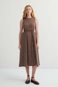Kowtow - Tank Swing Dress - Brown Stripe
