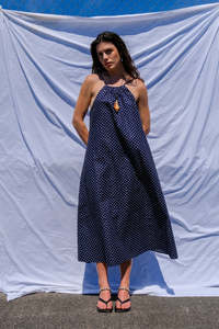 Dresses: Oosterom - Johanna Dress - Navy Polka Dot