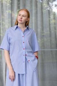 Annie - Jasper Shirt - Pale Blue Stripe