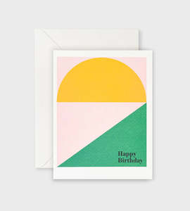 Father Rabbit Stationery - Happy Birthday Yellow Semi Circle